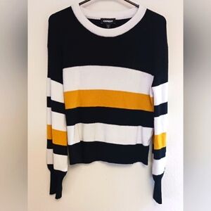 Express Womens Black Yellow White Striped Sweater Size Medium